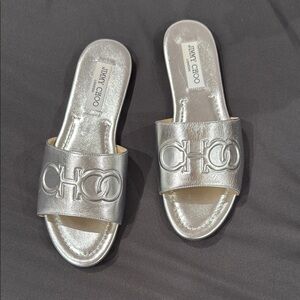 Jimmy Choo Silver Metallic Sandals size 38.5 never worn